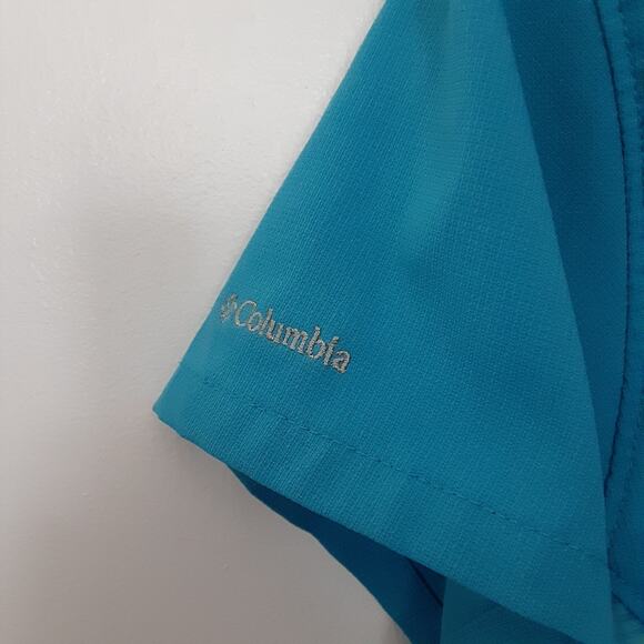 Columbia Omni Shade Womens Button Up Shirt L Blue Short Sleeve Vented - Picture 5 of 9